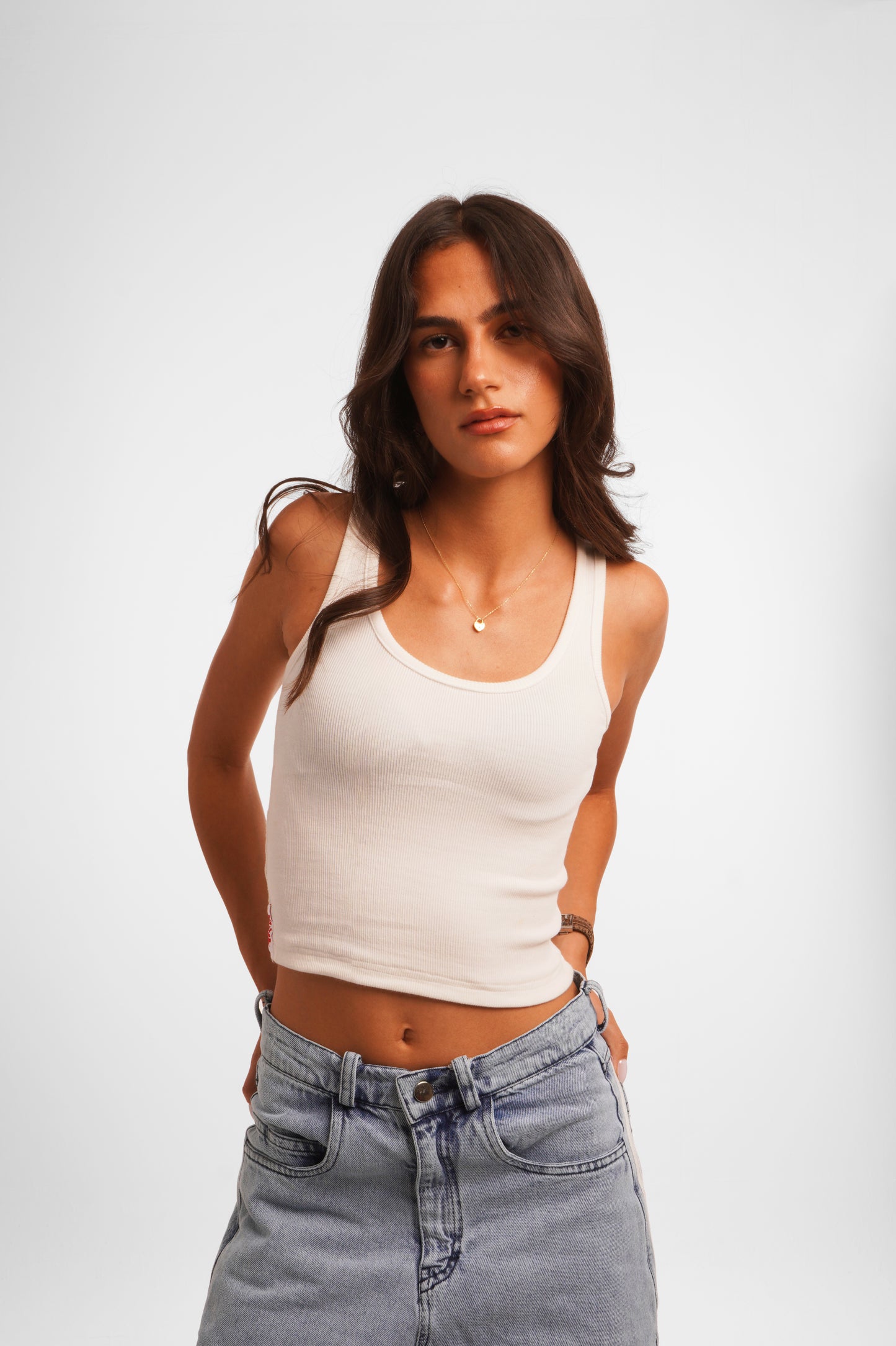 White Cropped Tank