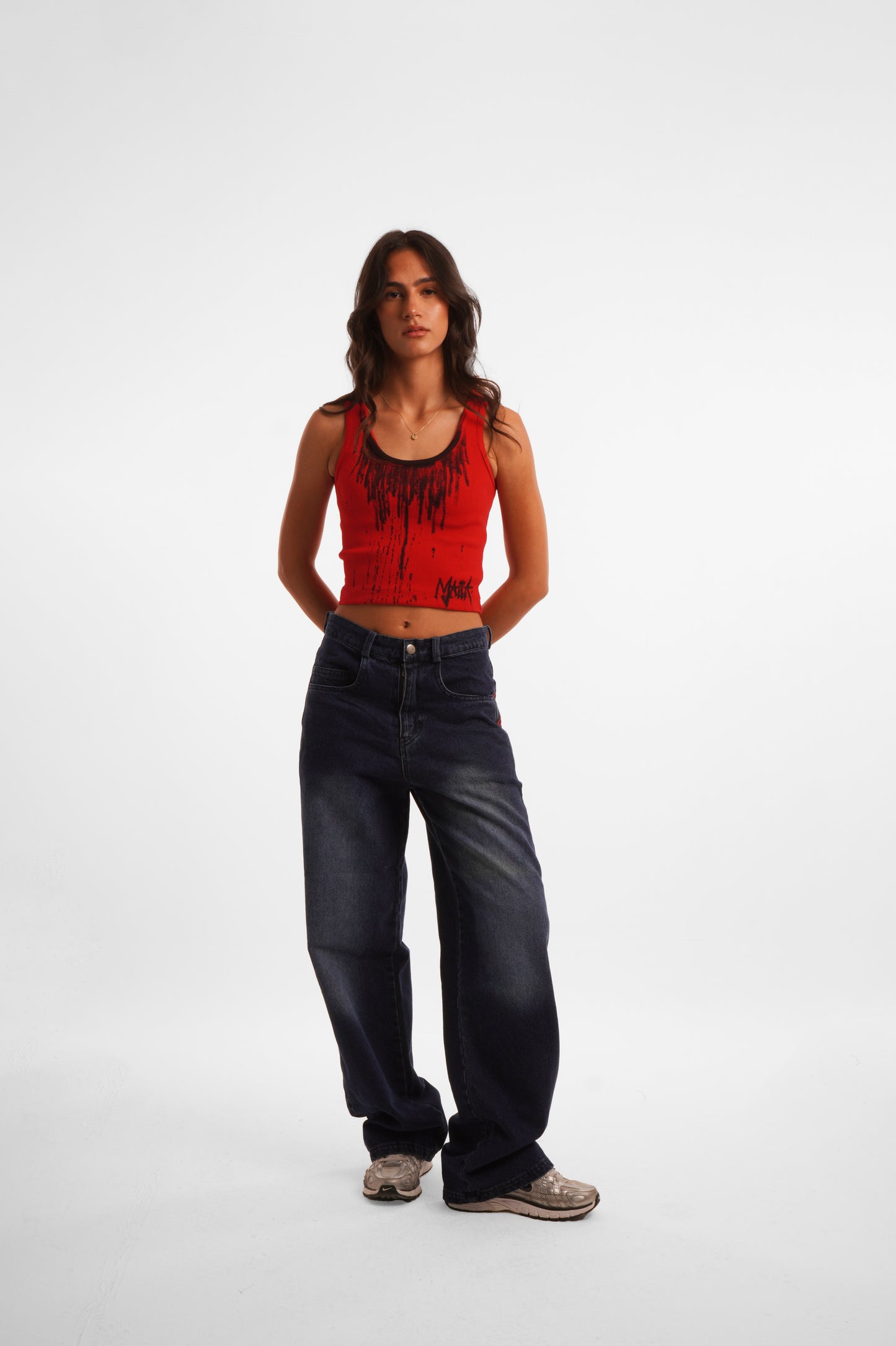 Drippy Cropped Tank - Red