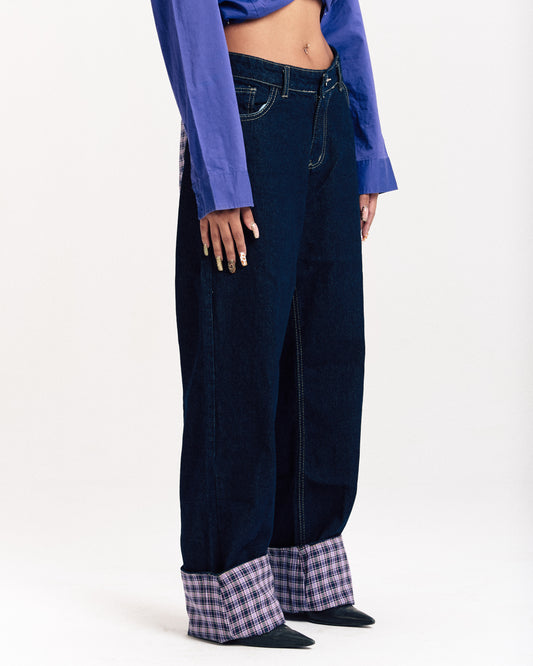 Purple Plaid Denim