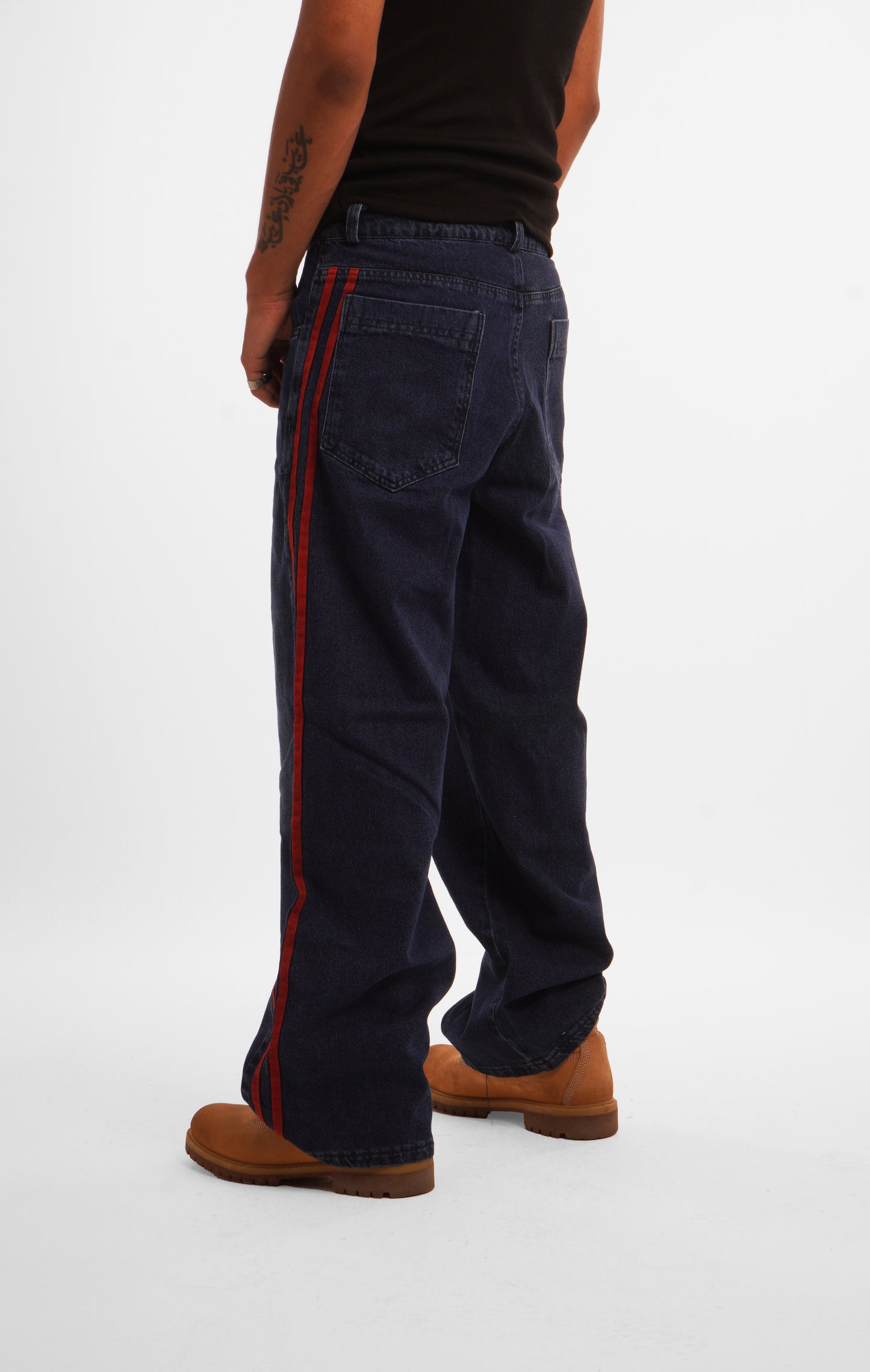 Red Barred Denim Pants