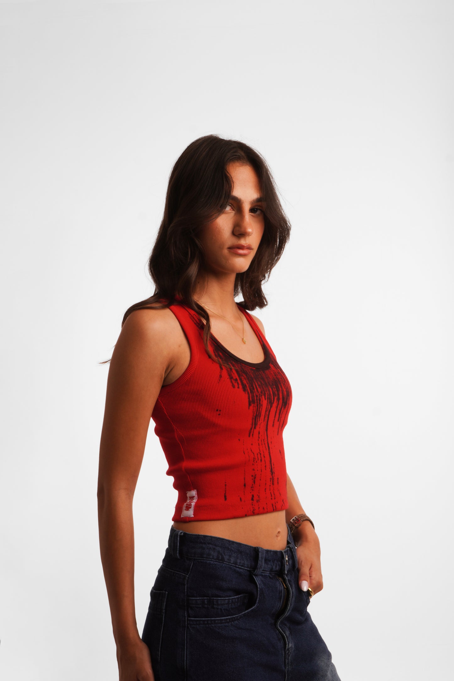 Drippy Cropped Tank - Red