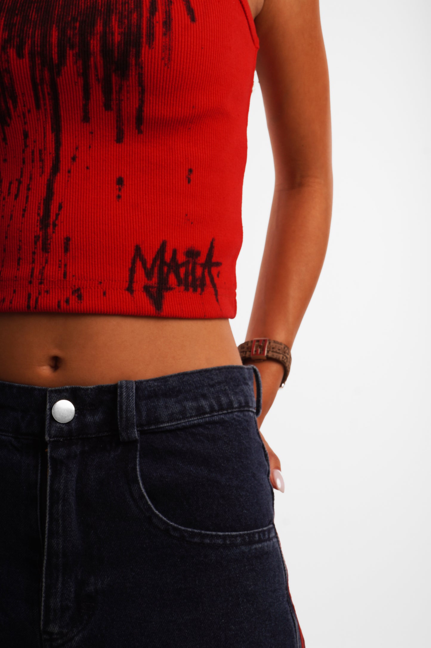 Drippy Cropped Tank - Red